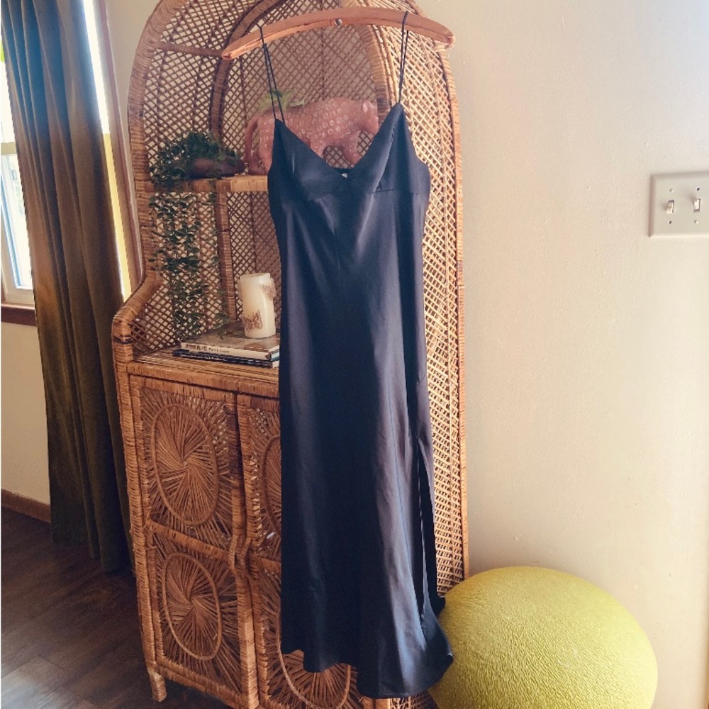 Princess Polly Satin Black Maxi Dress